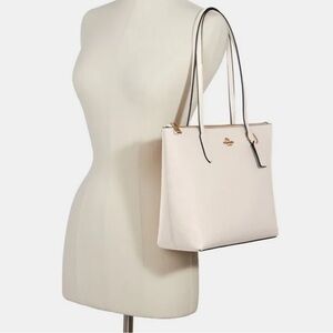 Coach Zip Top Tote in white (gold / chalk) #4454